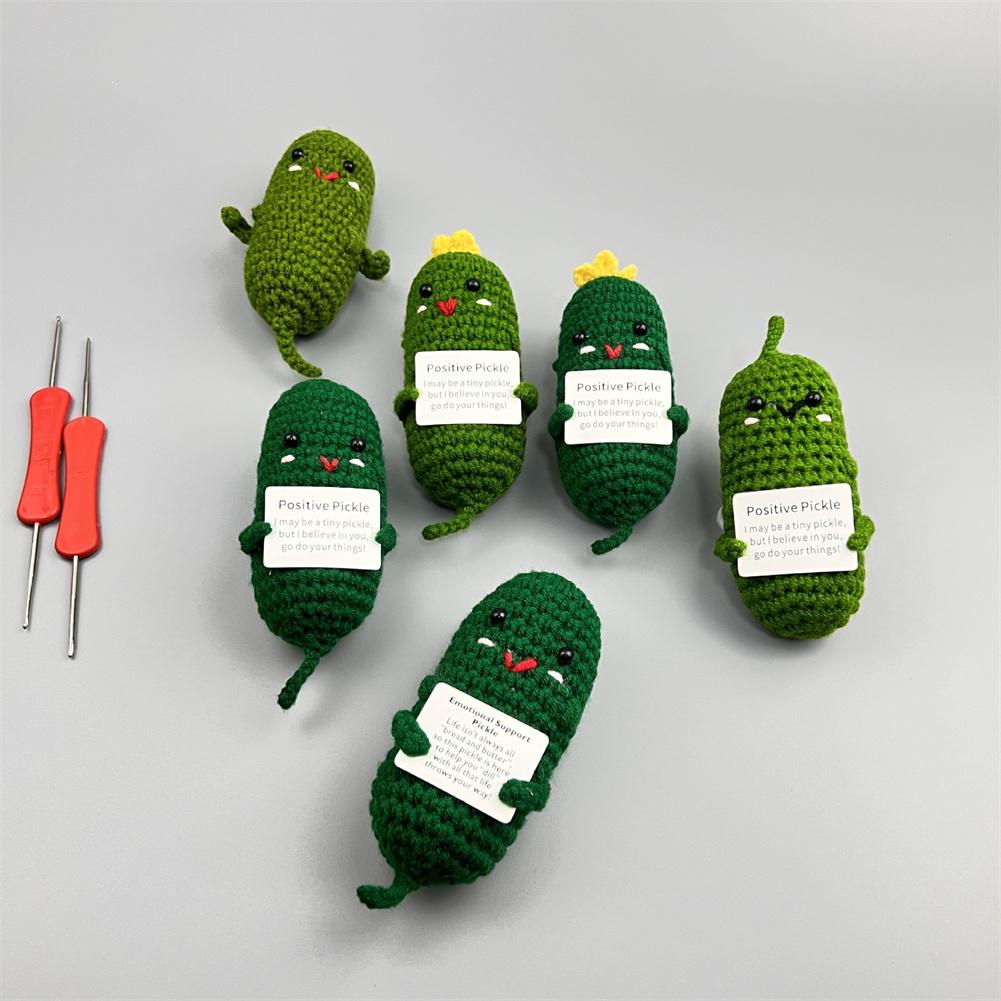 Handmade Emotional Support Pickle Positive Cucumber Dolls Home Decoration Funny Kawaii Yarn Knitting Gifts Living Room Decor