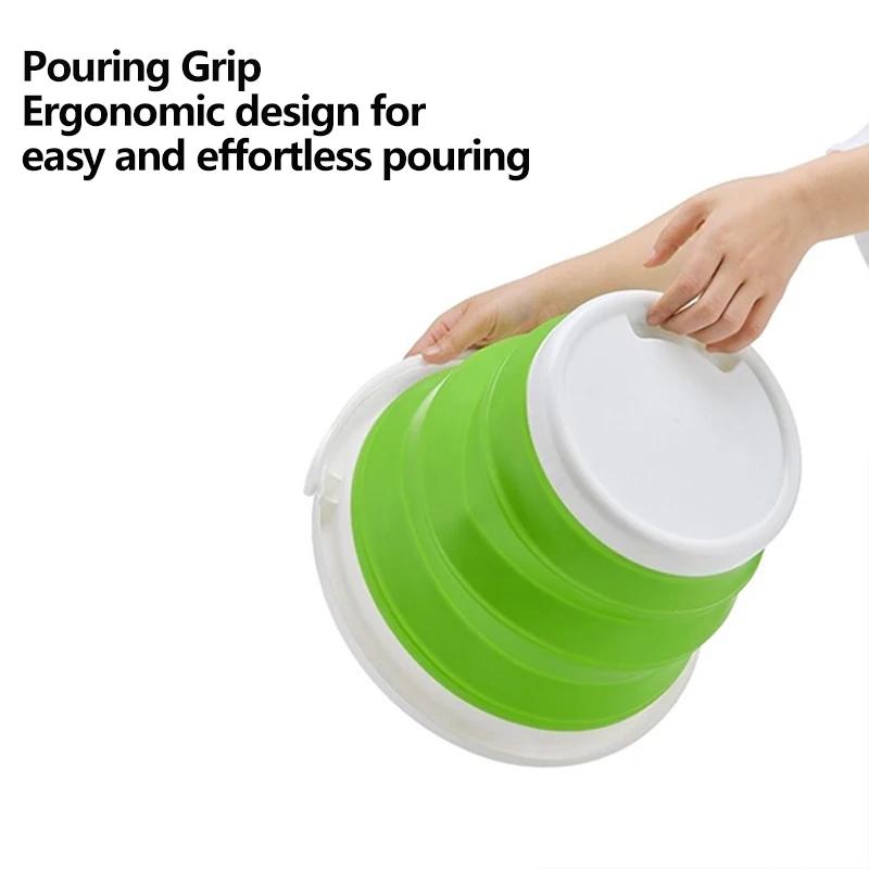 Přenosný skládací kbelík 3L Multifunkční zesílený silikonový kbelík pro mytí aut a rybaření, kempování a skládací kbelík