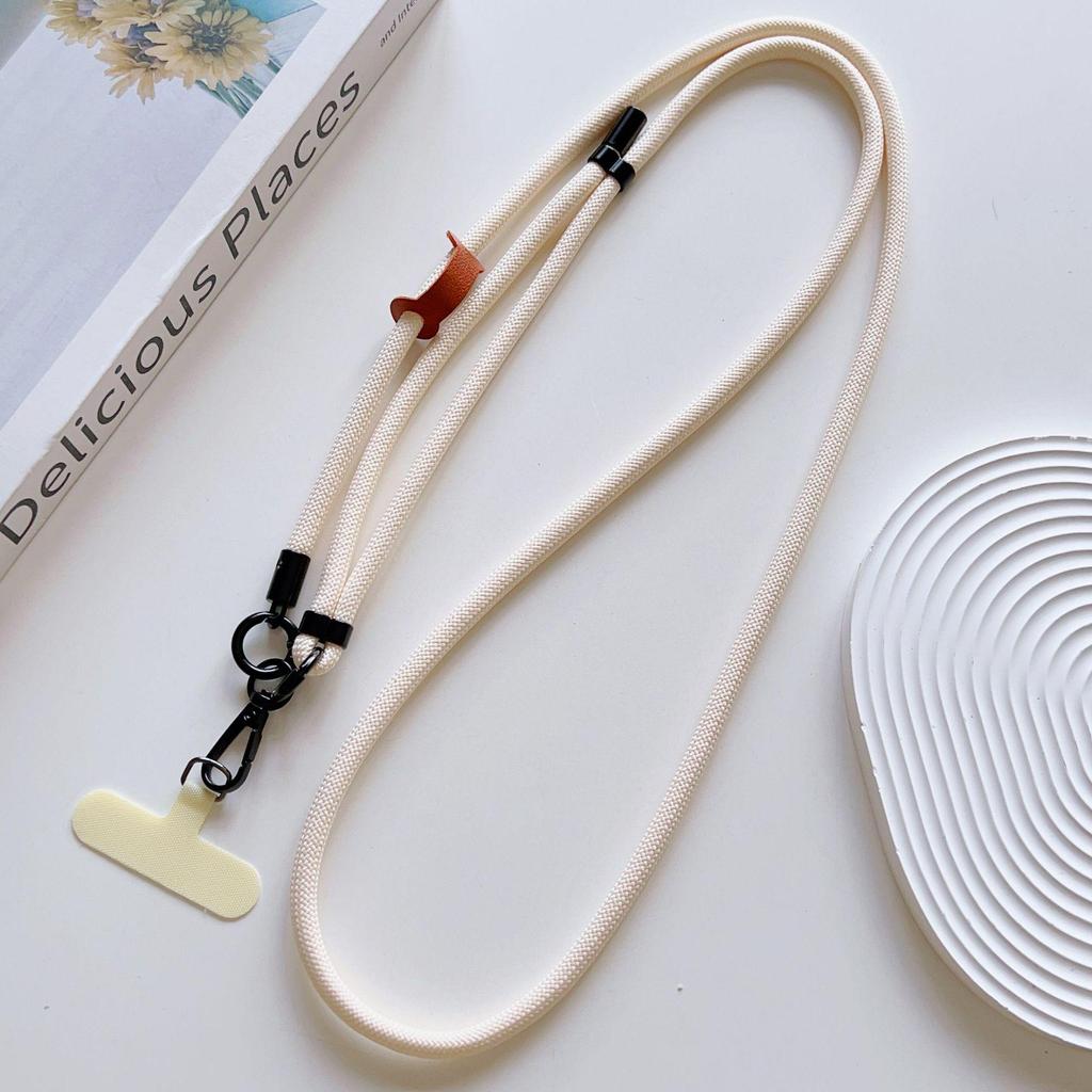 7mm Phone Lanyard Crossbody, 1.5m Adjustable Anti-Lost Neck Strap with Colored Chain and Leather Tag.