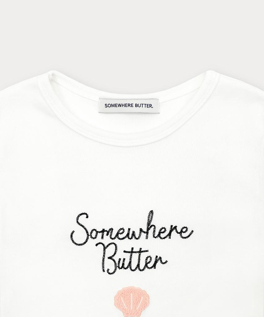 Sseomweeobeoteo Boucle Shell Logo Top - Ivory