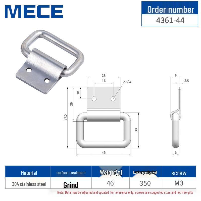 Heavy Duty D-Ring Truck Bed Tie-Down Hook with Triangle Latch