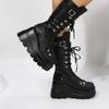 Plus Size Autumn Women Boots Buckle Round Toe Wedges Platform Boots Women Punk Goth Street Combat Shoes for Women Botas De Mujer