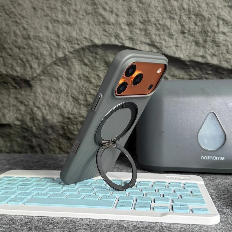 3D Striped Corrugated 360 Rotating Stand Holder Case for iPhone 17 16 15 14 13 Pro Max Ultra Slim UV Magnetic Plastic Hard Cover