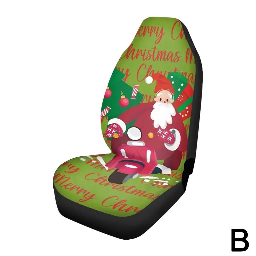 Cartoon Santa Claus Christmas Car Seat Covers Universal Cars Trucks Fit Decor Sedan SUV Holiday 2 Auto Most Cover Front Pcs U8Z0