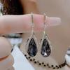 Pendant Earrings 1 Pair Hook High-class Temperament Elegant Rhinestone Gift Women Faux Purple Crystal Waterdrop Dangling Fashion Jewelry