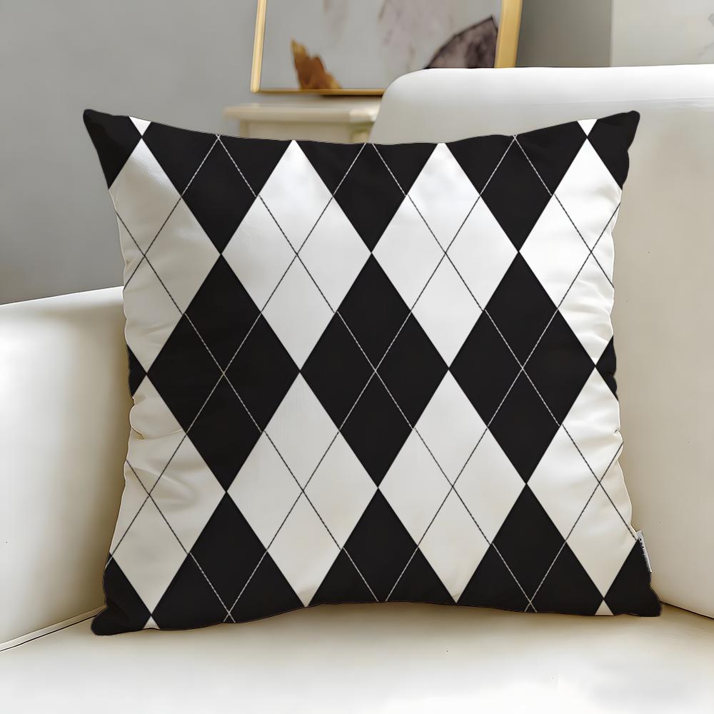 Diamond Pattern Cushion Cover Soft  EasyWash Pillow Case  Versatile for Couch Bed Travel and Office