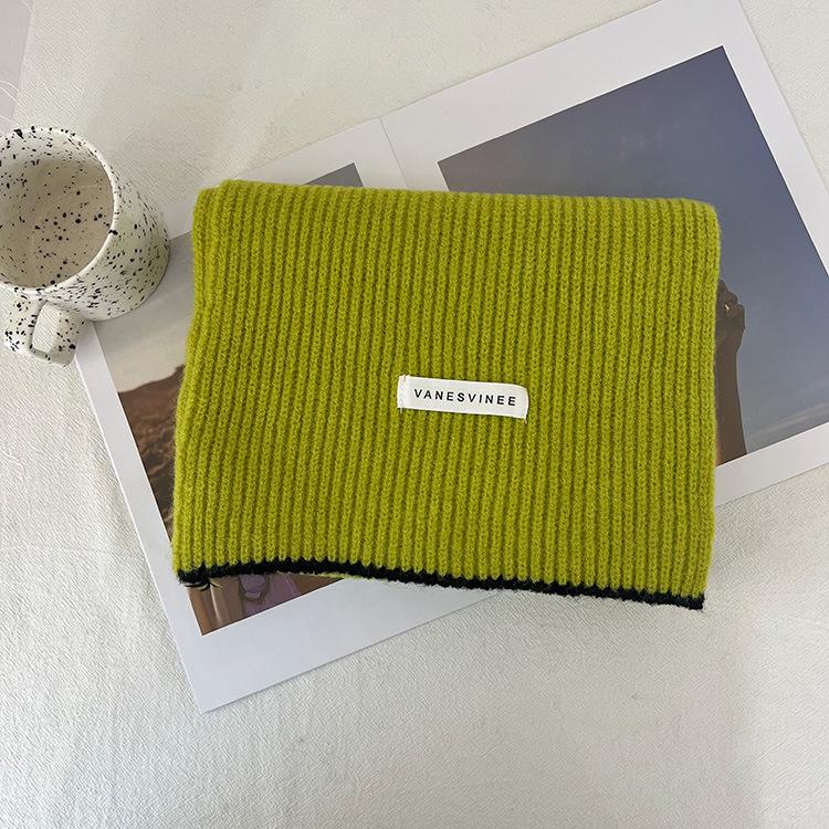 New Scarf Solid Color White Knitted Scarf Autumn and Winter Women's Korean Version Versatile Warm Simple Versatile Scarf