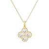 Kupfer Vierblättriges Kleeblatt Zirkonia Halskette - 18 Karat Gold Schlüsselbein Kette mit Diamanten