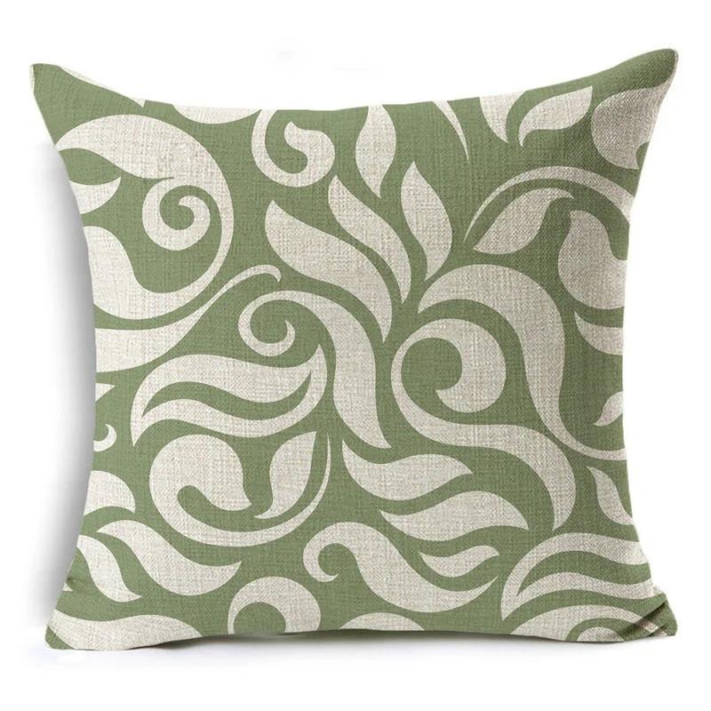 Green Pattern Decorative Cushion Cover Floral Pillow Cover for Car Sofa Decorative Pillow Cover Home Pillow