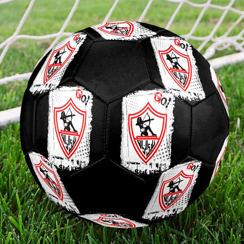 Zamalek SC Logo Size 5 Soccer Ball, Machine-Stitched PVC, Durable & High Bounce, All Ages Fit, Fan Merchandise, Matches & Outdoor Use.