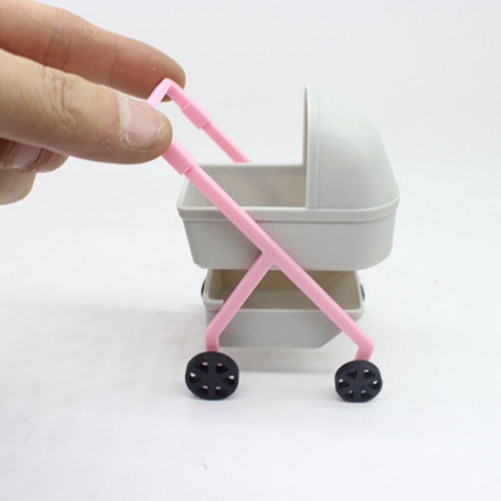 Bedroom Miniature Baby Stroller 1:12 Simulation Baby Bassinet Cart  Kids Toy