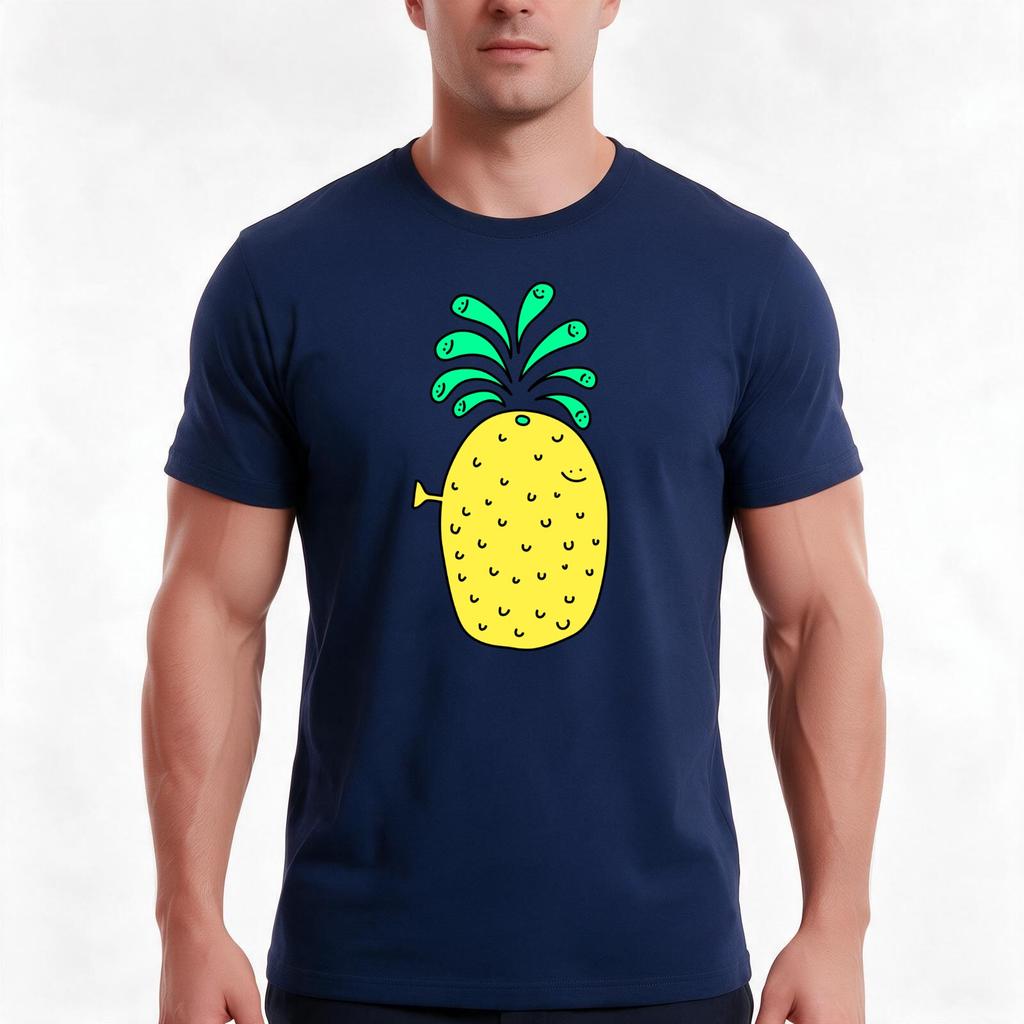 Whaleapple  Cute Happy Pineapple TShirt Summer Casual Cotton Tee Oversized Streetwear Tops Vintage Graphic Print