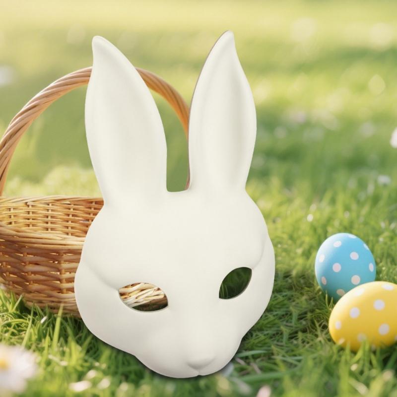 Premium White PU Rabbit Mask For Adults Teens Costume Parties Easter Halloween Carnivals Adjustable Comfortable Band