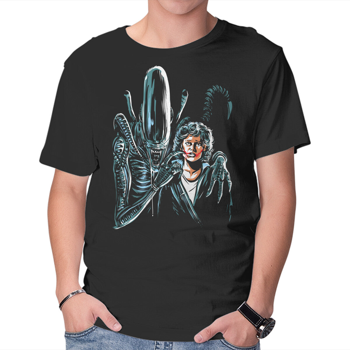 Unisex Crew Neck T-Shirt The Alien Joke Graphic Short Sleeve Casual Tee S