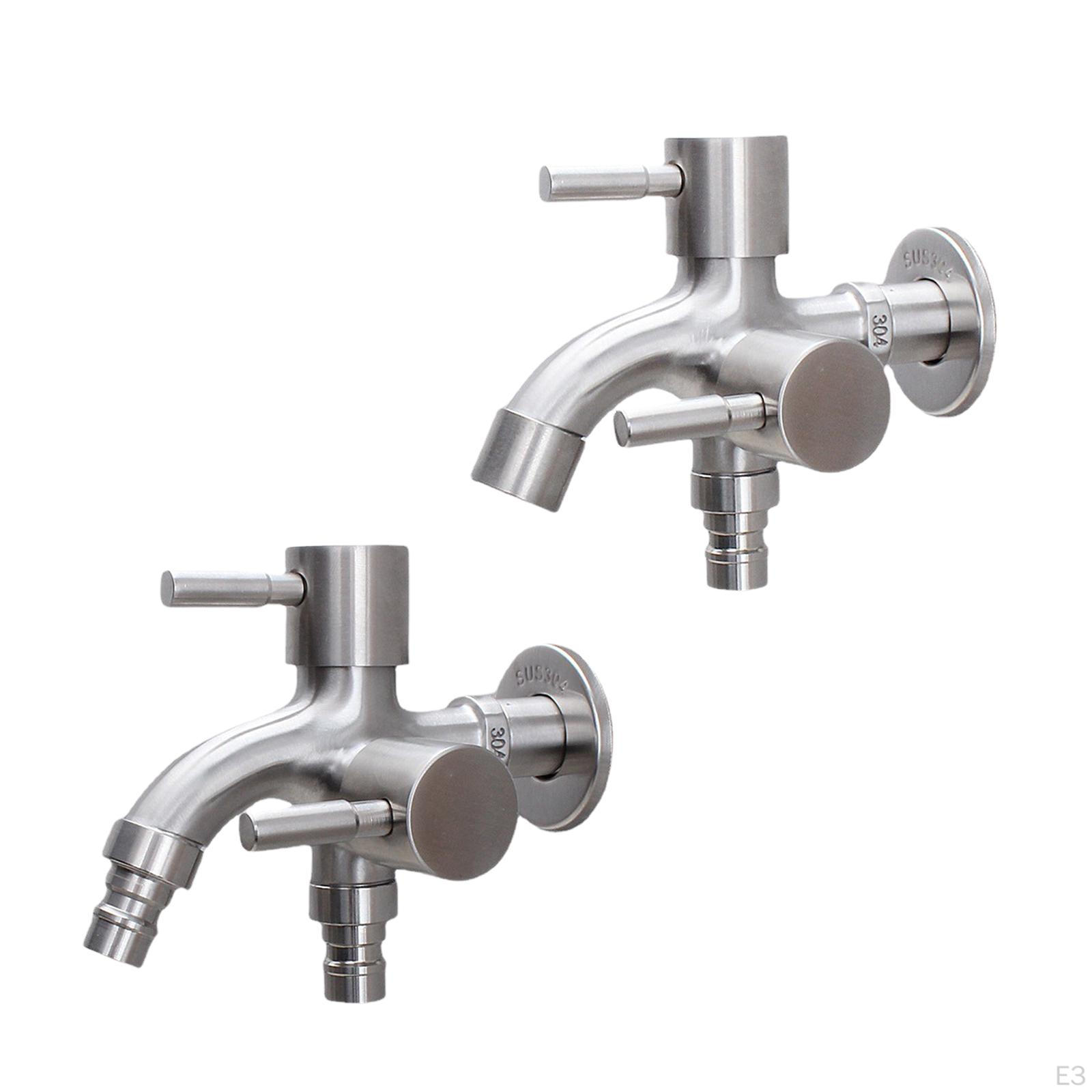 Смеситель для воды из нержавеющей стали для раковины стиральной машины с 2 ручками — фото 5