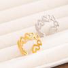 Adjustable Stainless Steel Heart Ring – Titanium, Colorfast, Vacuum Electroplated for Women