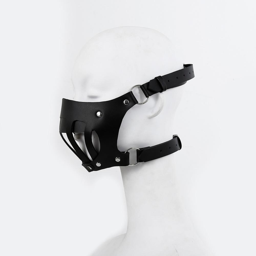Leather Half Face Muzzle Mask Mouth Restraint BDSM Bondage Dog Slave Role Play Adult Products Sex Toys for Couples Gay Fetish