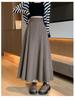 Jupe longue évasée taille haute abricot pour femme - Coupe petite, drapé amincissant pour le printemps à l'hiver 2026