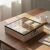 Wooden Tea Box Separate Compartments Packet Organizer Desktop Display Lidded for