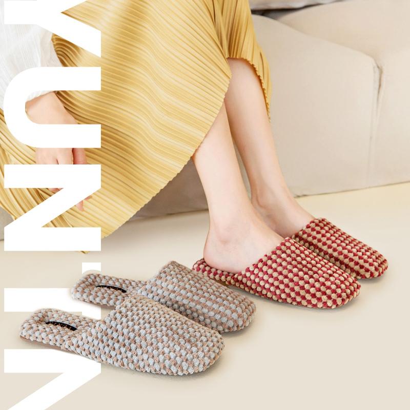 Fashion Comfort Warm Satin Couple Cotton Shoes Concise Casual Home Slippers Fashion Checkered Non-slip Designer Shoes Pantuflas De Mujer