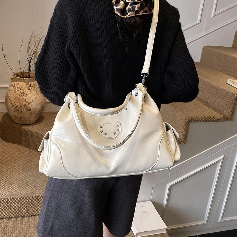 Faux Leather Hobo Bag Women Fashion Shoulder Bag With Stud Detail Soft Texture Handbag Everyday Use
