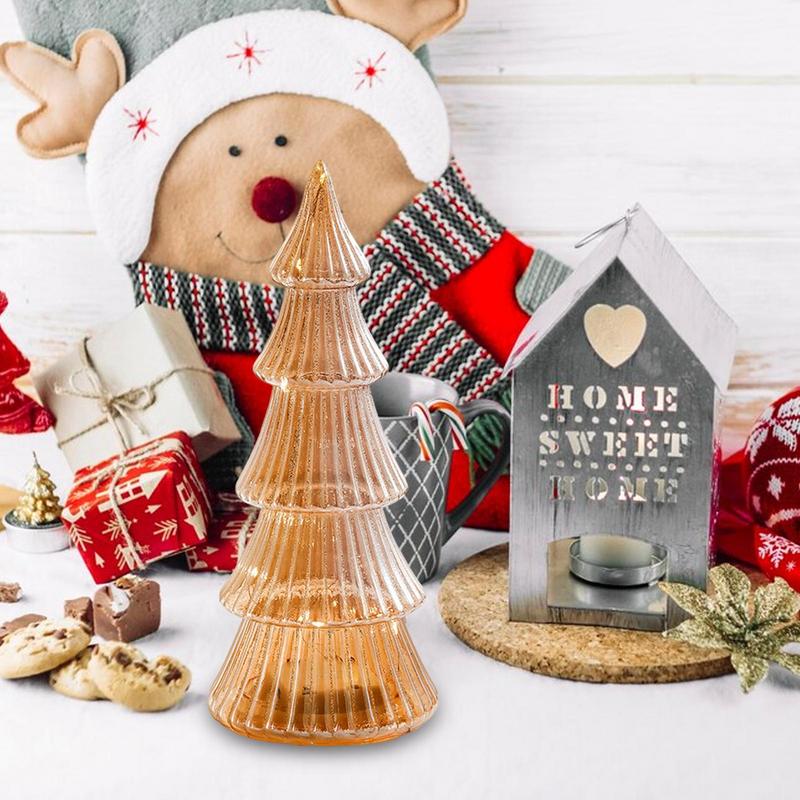 Table Top Christmas Tree Cute Small Glass Tree Night Light Light Up Christmas Tree Desk Lamp Holiday Night Lights For Bedroom