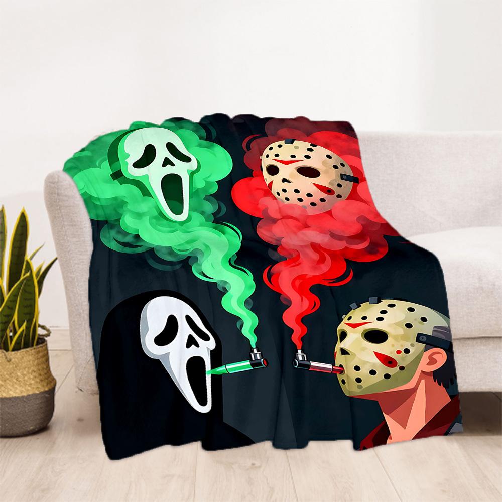 1pc Scream Jason Outdoor Blanket Lightweight Flannel, Soft & Warm, All Season Use for Sofa, Outdoor, Camping, Living Room, Office, Chair