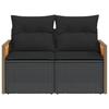 2 Seater Garden Sofa with Cushions Black Poly Rattan