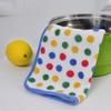 New Round Dot Coral Fleece Cloth Kitchen Dishwashing Cloth Thickened Absorbent Dishwashing Square Towel Household Towel with Hanging Rope Hand Towel