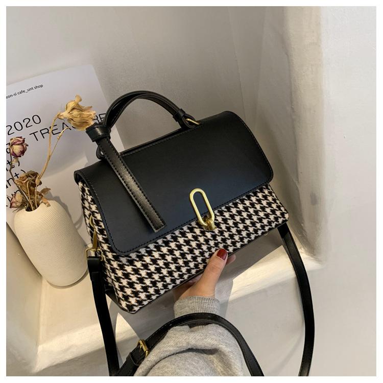 Summer retro handbag fashion bag women's 2025 new thousand bird grid messenger bag shoulder bag small square bag