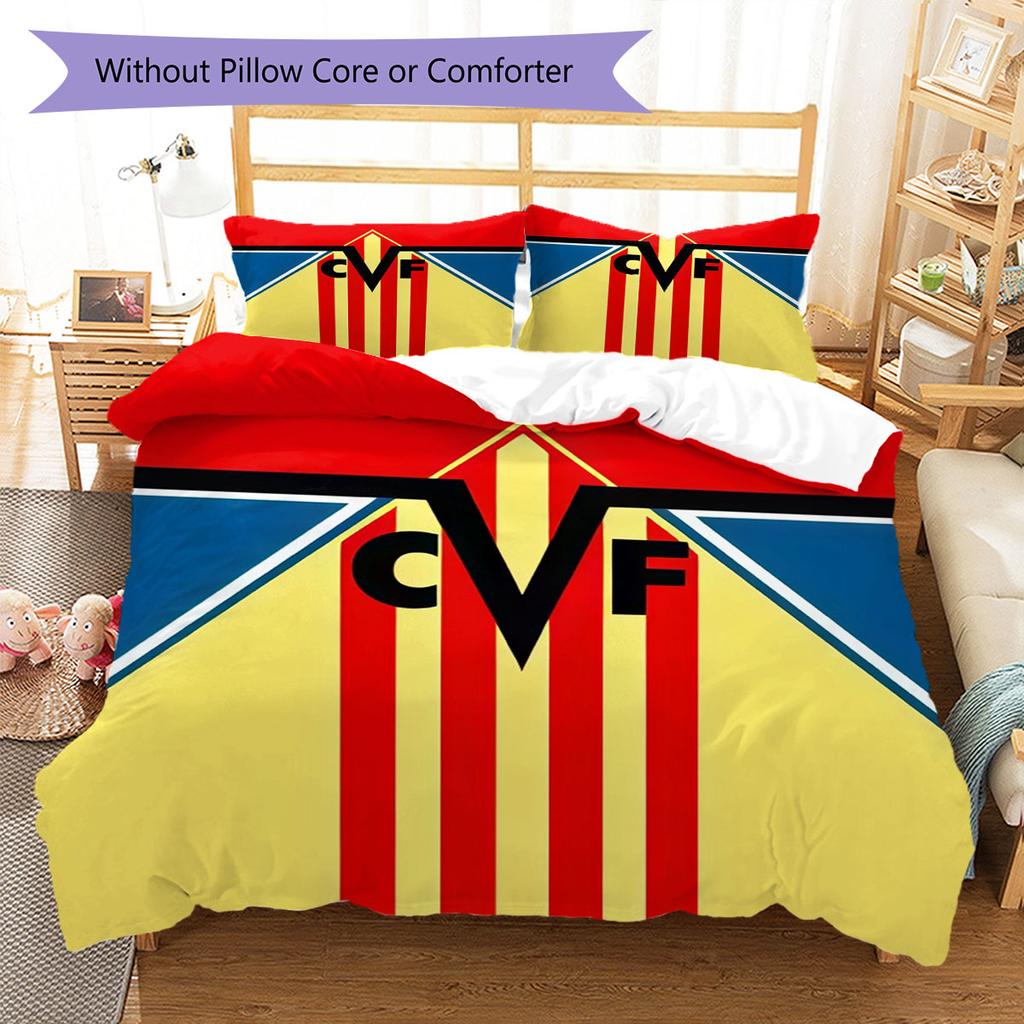 Villarreal logo Bedding Quilt Set Quilt Cover Pillowcase Home Decoration Birthday Gift (1 * duvet cover + 2 * pillowcase, without core)