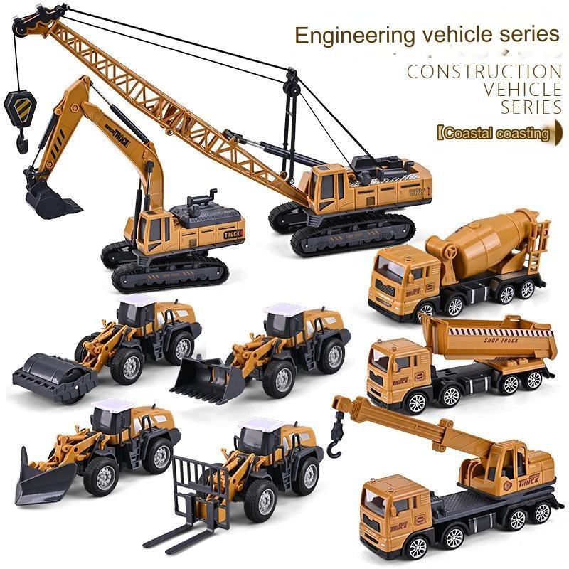 Large Engineering Vehicle Toy Set Combination Series Children Excavator Bulldozer Mixer Crane Boy Car