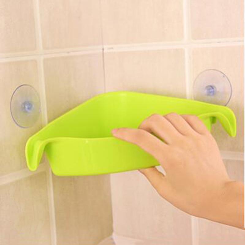 Suction Cup Corner Shower Shelf Bathroom Shampoo Shower Shelf Holder Kitchen Storage Rack Organizer