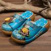 Fashion GKTINOO Flower Slippers Genuine Leather Shoes Handmade Slides Flip Flop On The Platform Clogs For Women Woman Slippers