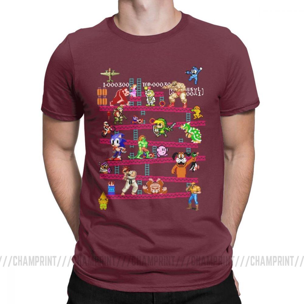 Men Arcade Game Collage T Shirts Console Game Vintage Style Tee Shirt Classic La Camiseta