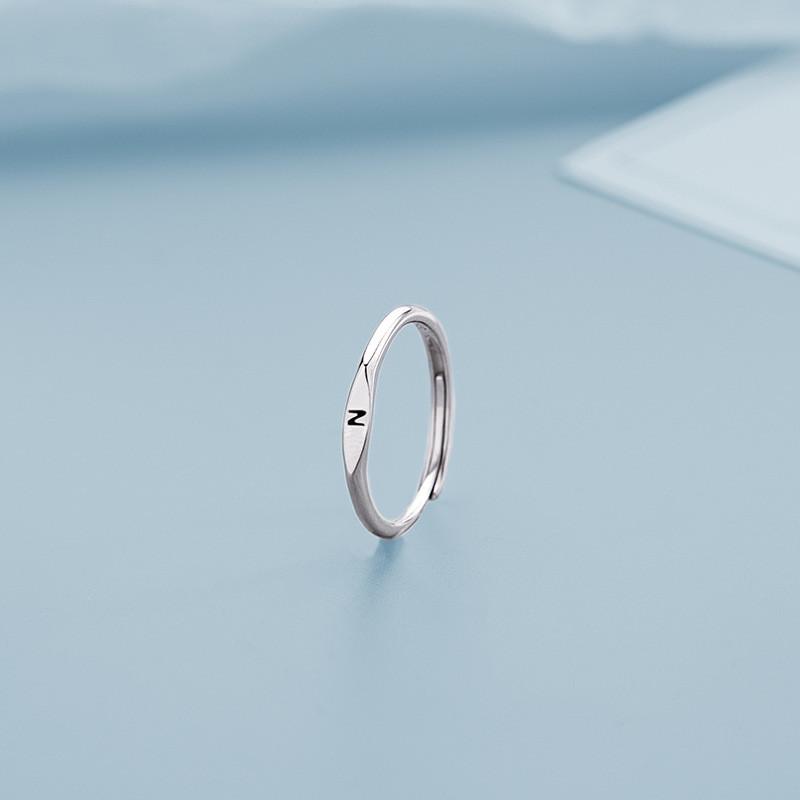 Stainless Steel Silver Color A-Z 26 Initial Letter Name Ring for Women Minimalist Thin Adjustable Finger Rings  Jewelry