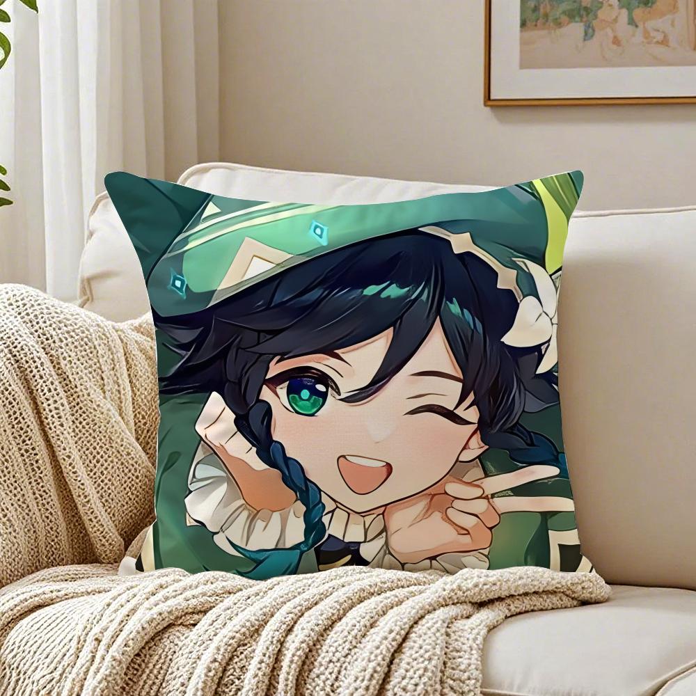 Popular Genshin Impact Venti Pillow Cushion Cover Pillowcase Anti-Dustmite Living Room Sofa Decor Cushion Room