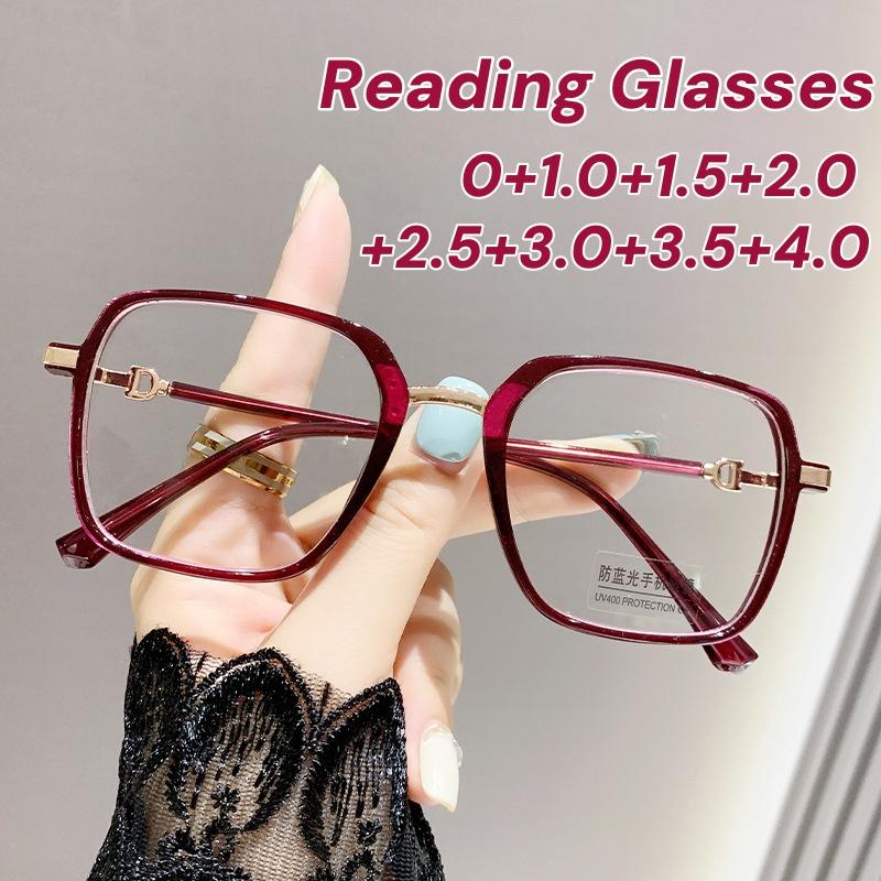 High-end High-definition Women's Full Frame Reading Glasses Blue Light Blocking Far Sight Eyewear Ultra Light Ladies Eyeglasses