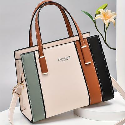 Women Crossbody Bag Stylish and Simple Color-block Bag, PU Material, with Long Shoulder Strap, Handbag, Crossbody Bag