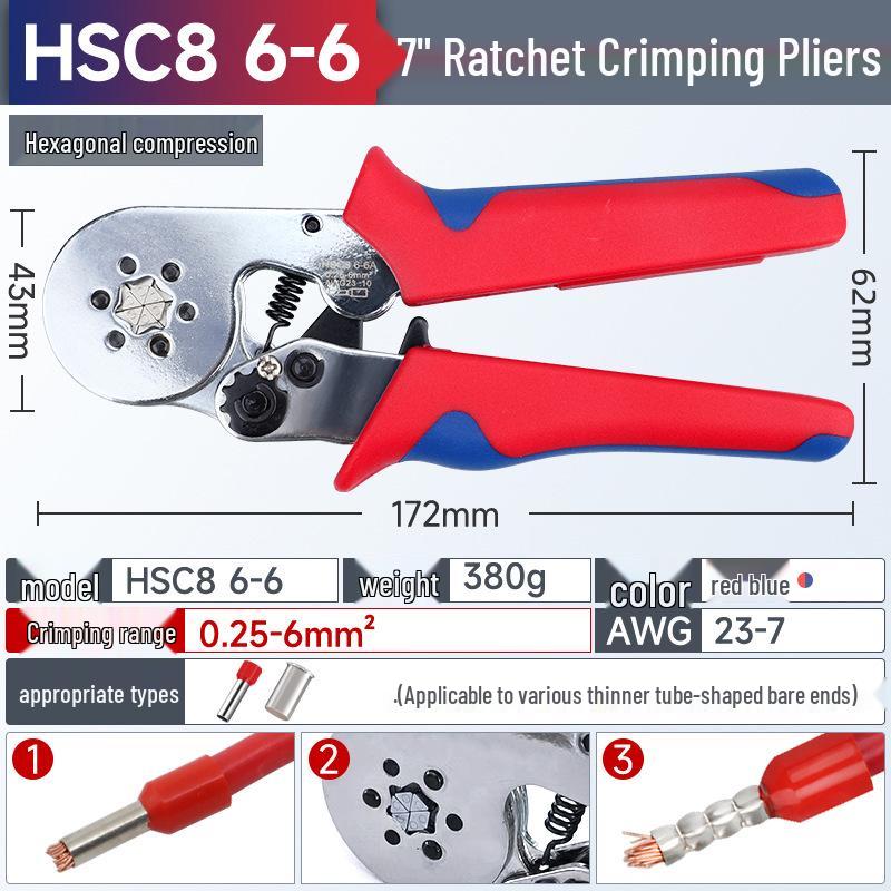 Electrician's Quad-Sided Crimping Pliers for Cold Press Copper and Wire Lugs, Terminals.