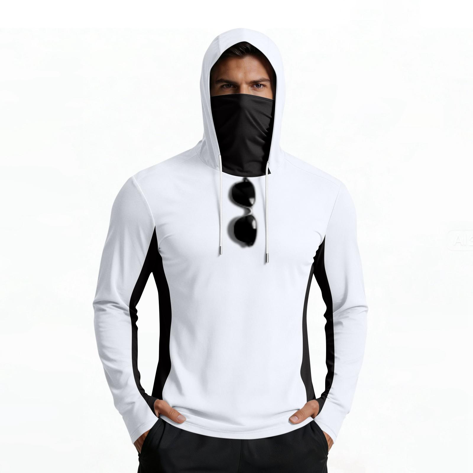 

Men s Summer Breathable, Quick--Silk Hooded Sweatshirt With Face Covering L чёрный