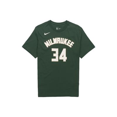 NBA Basketball Sports Crew Neck Short Sleeve T-Shirt Featuring Giannis Antetokounmpo No. 34 Men Tops Green CV8535-326