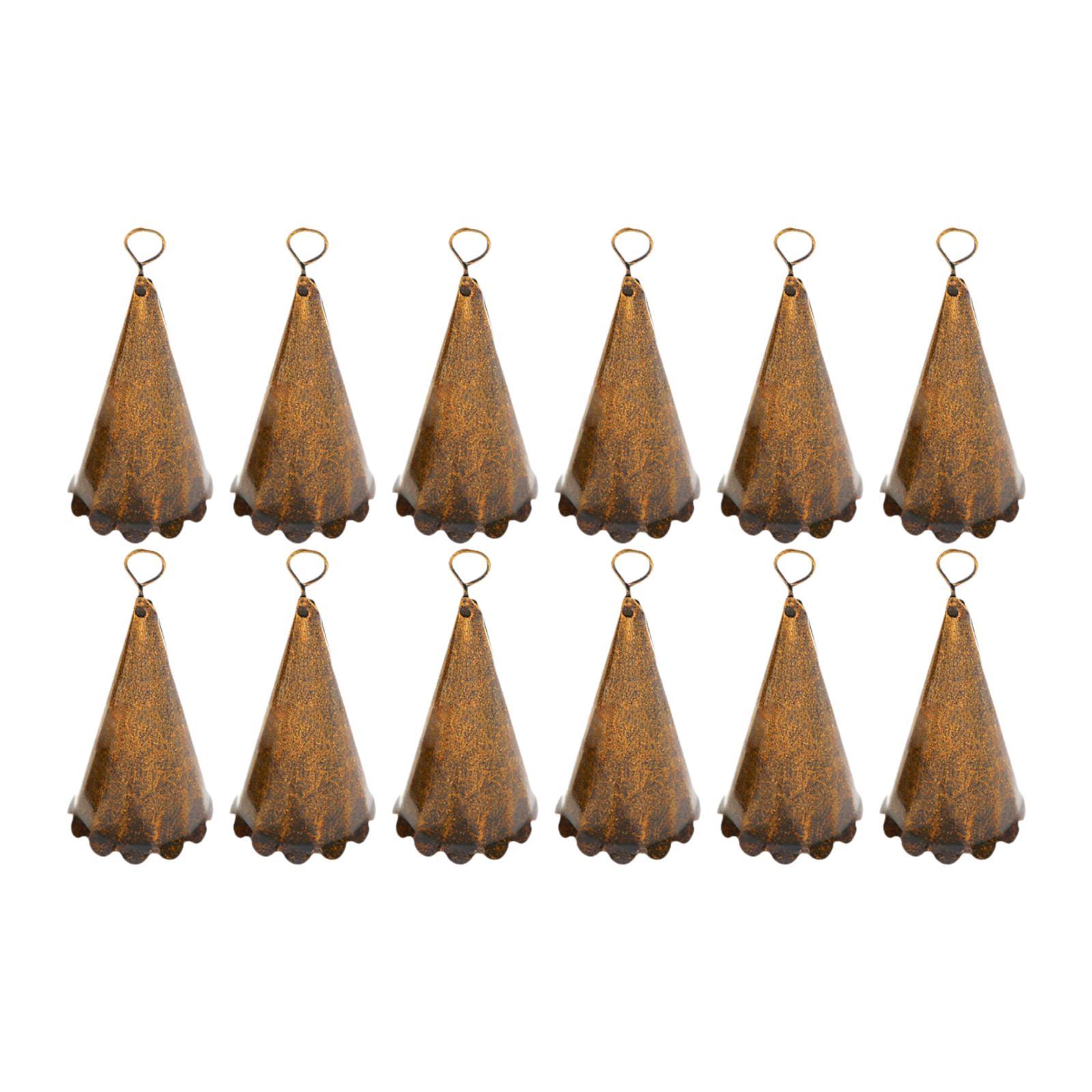 

12x Christmas Bell Ornament Witch Bells Xmas Tree Decor with Floral Border for Shop Engagement Festival Restaurants Engagements бронзовый