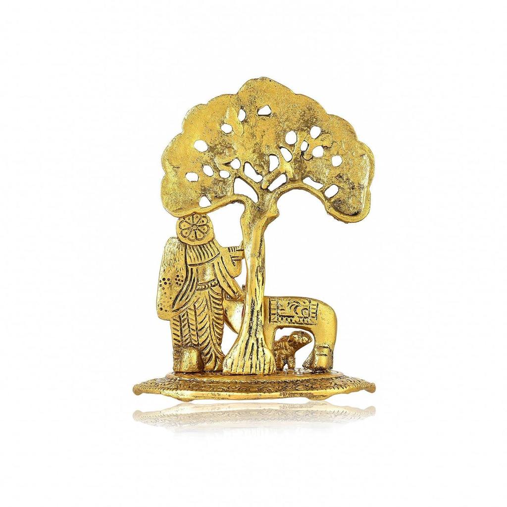 Radha Krishna Geschenk mit Kuh-Kalb-Statue Murti Idol zur Heimdekoration, Geschenkartikel für Jubiläum, Hochzeit, Einweihung, Gastgeschenk