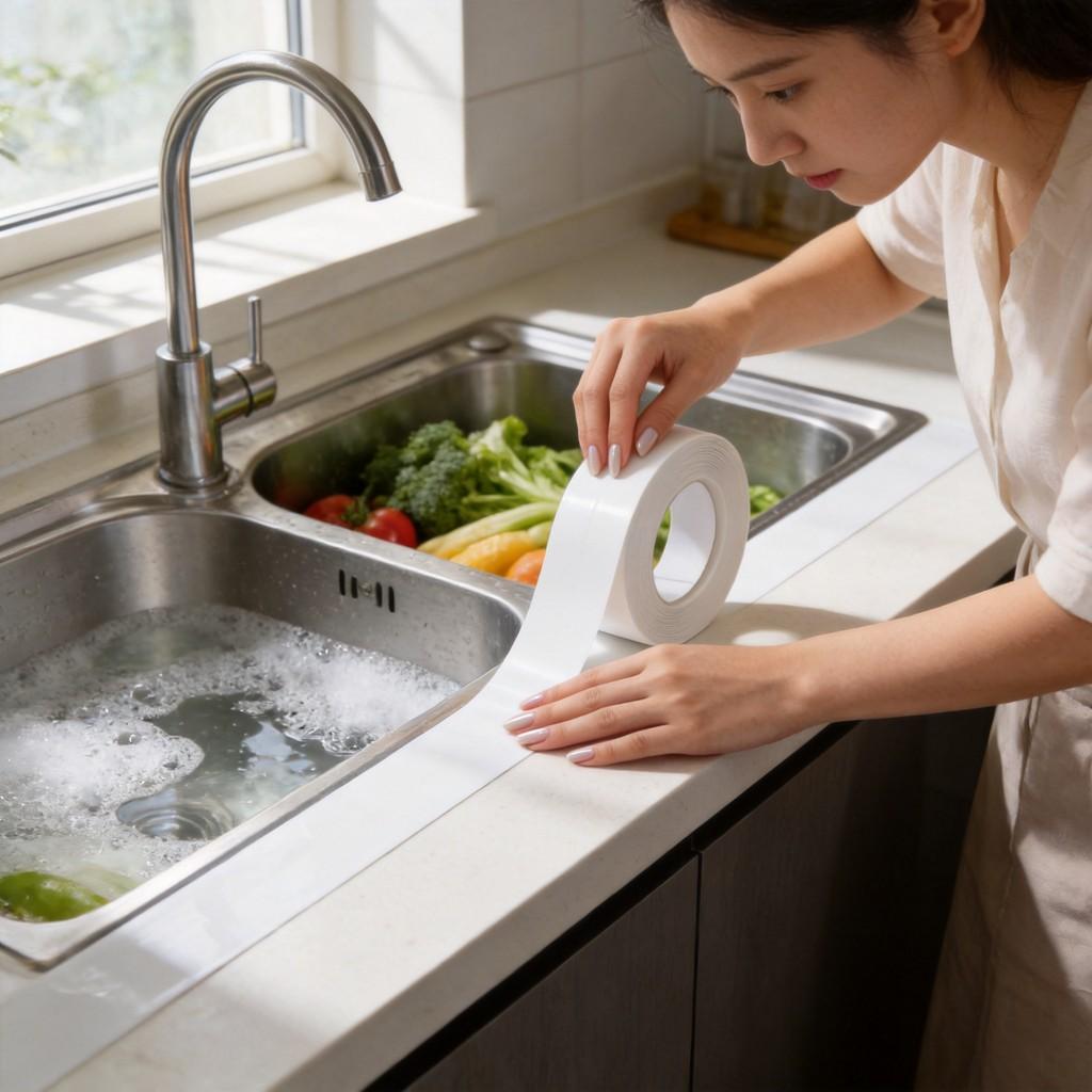 Wasserdichtes PVC-Küchendichtungsband für Kanten und Fugen mit Schimmelschutz für Bad und Balkon