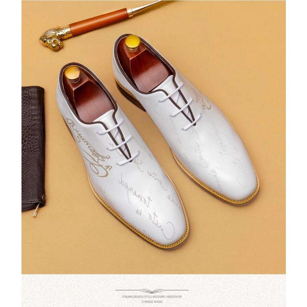 

New men s leather shoes genuine leather business oxford shoes, wedding dress style, large size 46 38 білий