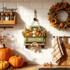 Wooden Autumn Welcome Sign Harvest Pumpkin Truck Hanging for Front Door, Fall Door with Rustic Farmhouse Thanksgiving Decor Hemp Rope, Distressed