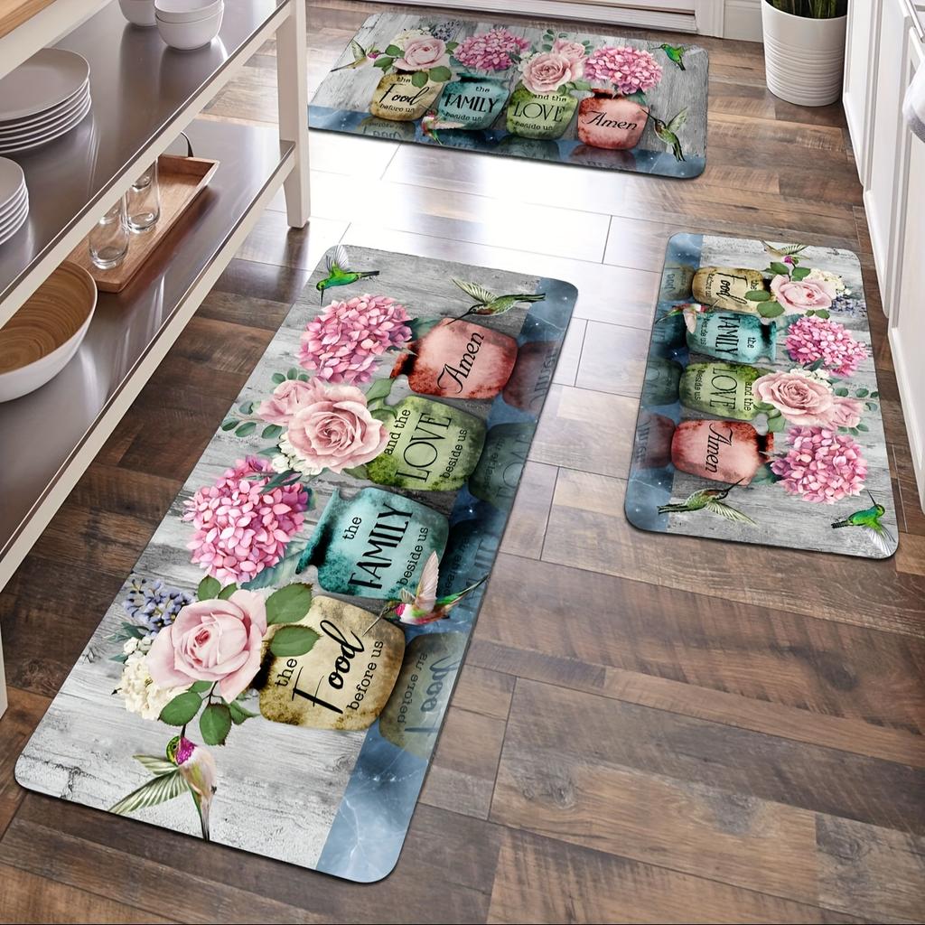 1 τεμ Bohemian Romantic Flower Μαλακό Χαλί Κουζίνας Αντι-Κουραμένο Χαλί κουζίνας Αδιάβροχο Αντιολισθητικό Σετ Χαλιά Runner Χαλί Χαλί Απορροφητικό Χαλί για Κουζίνα