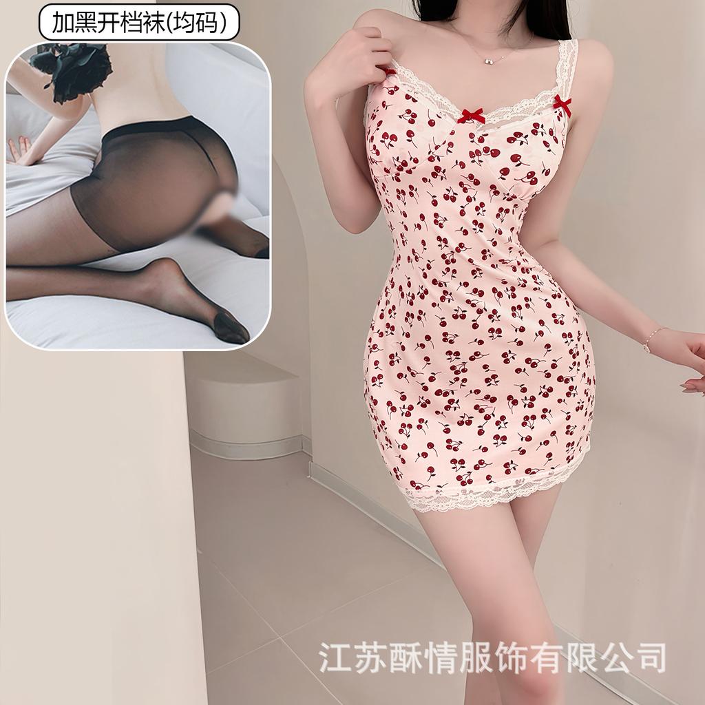Sex lingerie pure desire cherry sexy women's bed small chest plus chest pad passion uniform seduction suit