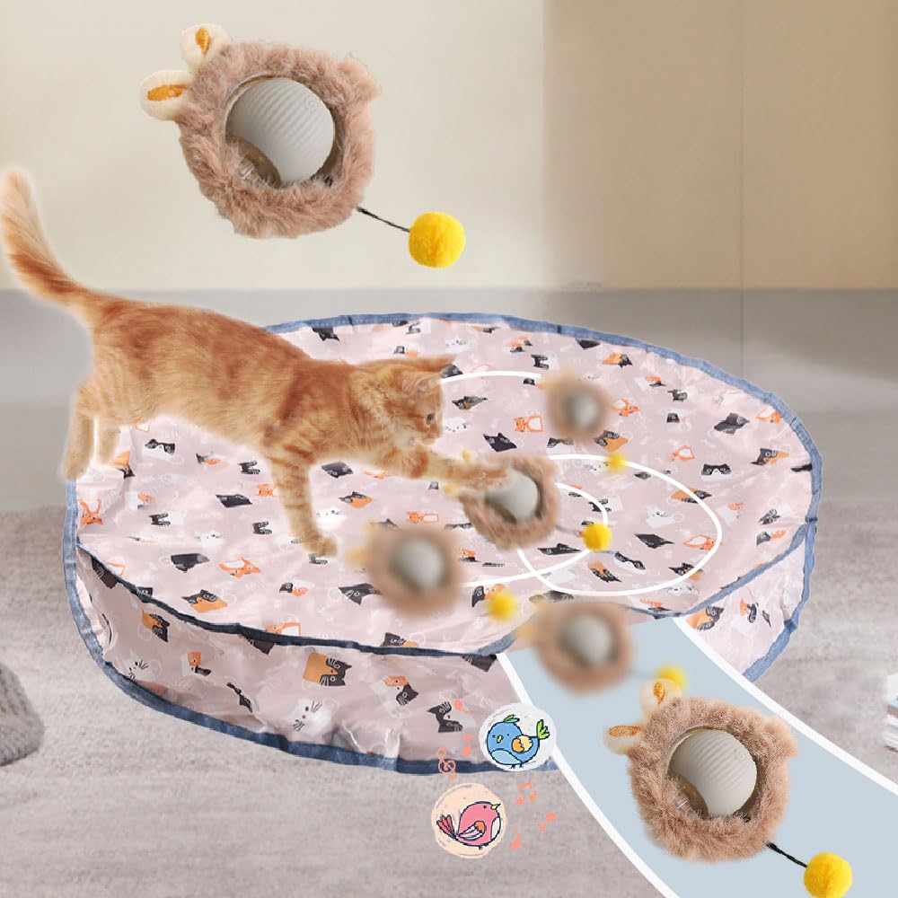 

Electric Cat Ball Automatic Cat Toy for Cats and 3 Speed and Includes Bird Sounds and Flashing LED Helps Relieve Stimulates Hunting Instincts Toy, серый